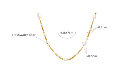 316L Stainless Steel Individual Flat Chain Freshwater Pearl Spliced Necklace - Image 2
