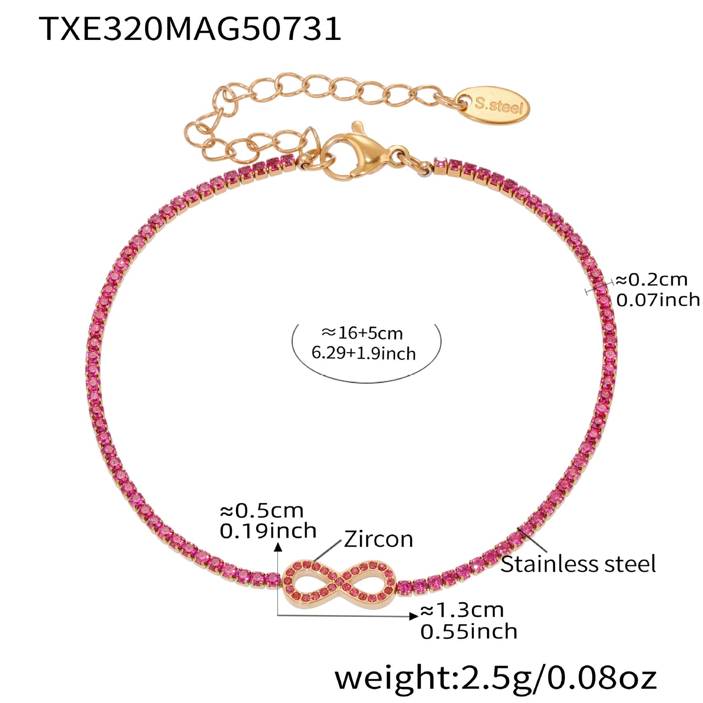 316L Stainless Steel Infinity Number 8 Zircon Jewelry Set - Image 10