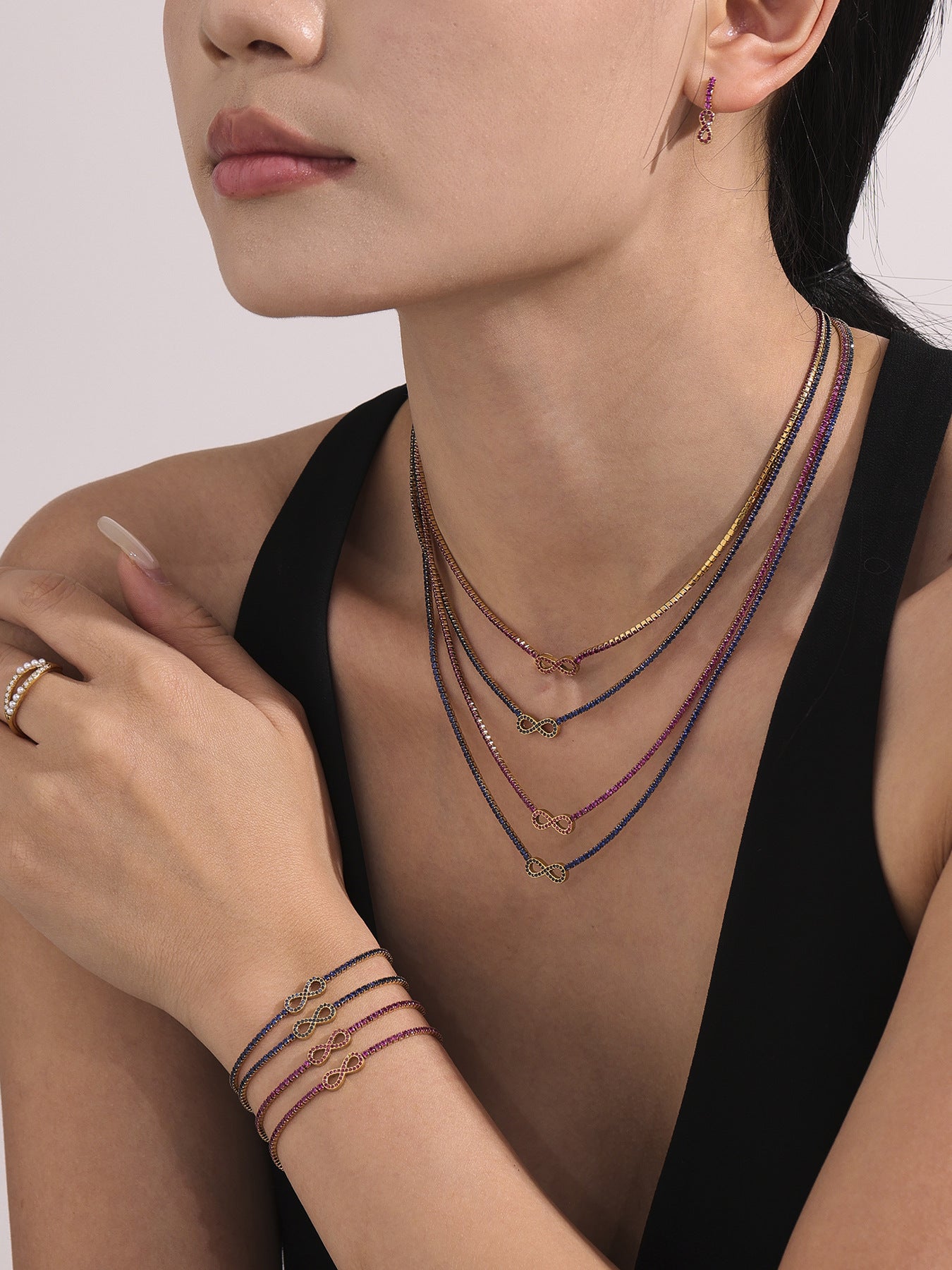 316L Stainless Steel Infinity Number 8 Zircon Jewelry Set - Image 14