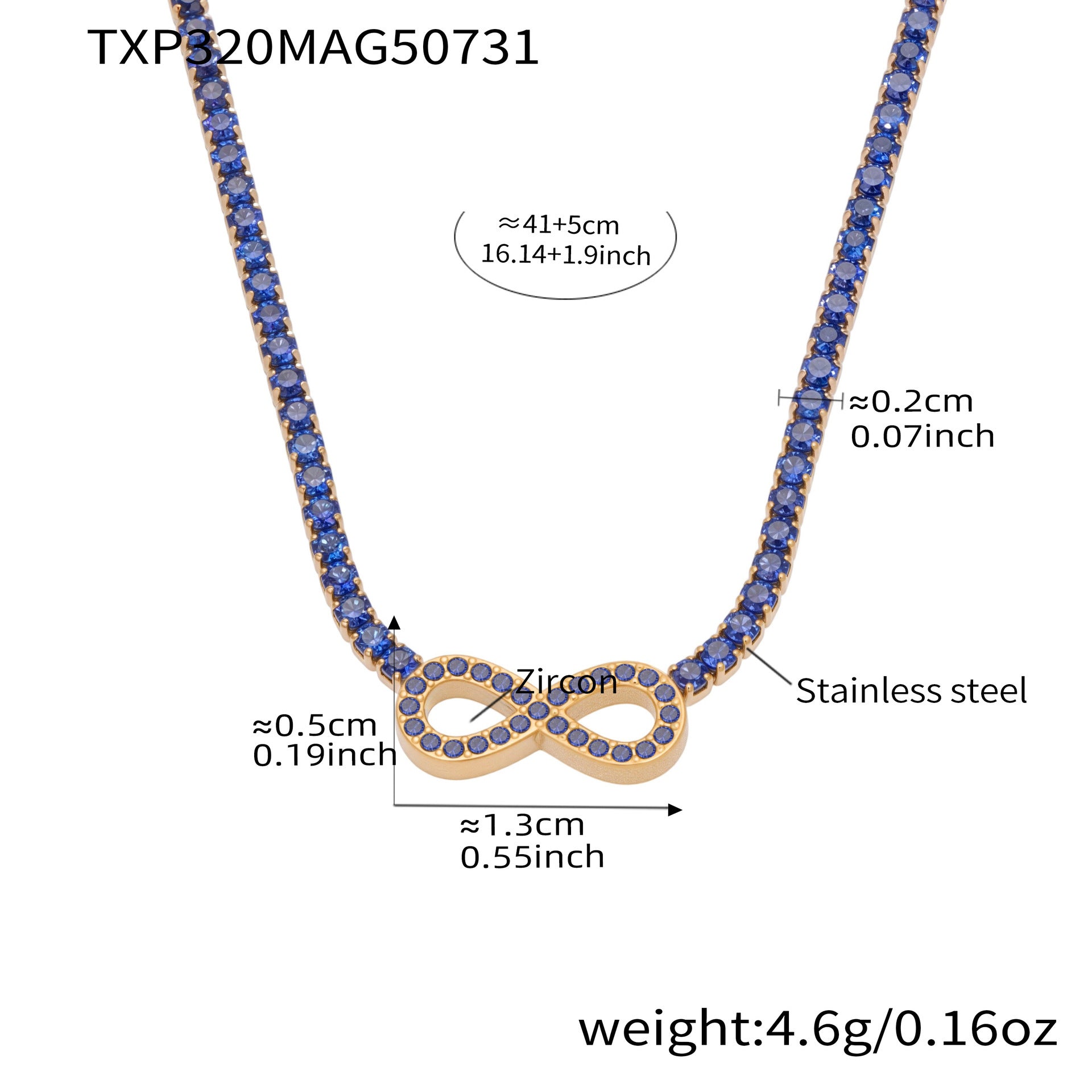 316L Stainless Steel Infinity Number 8 Zircon Jewelry Set - Image 5