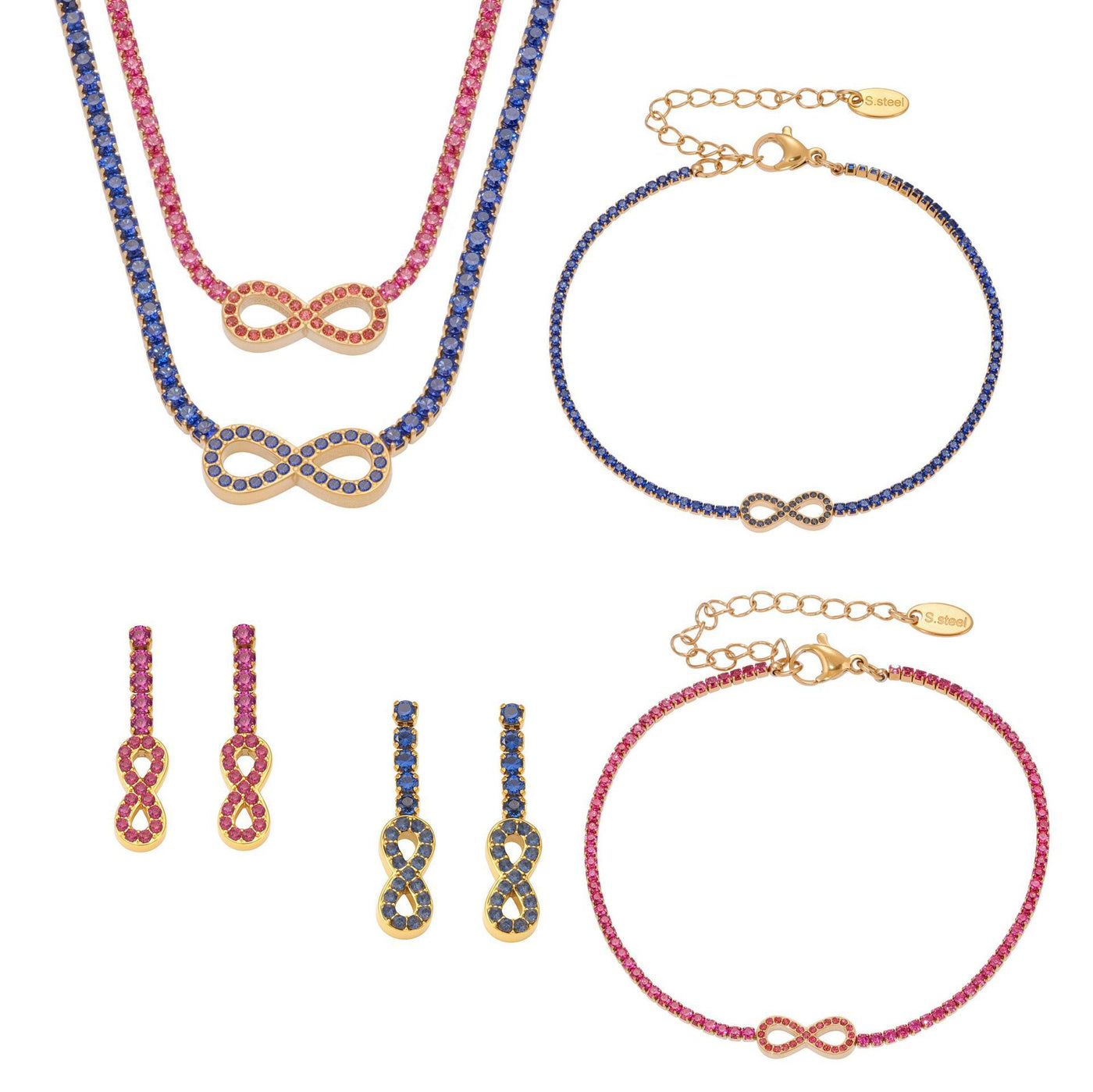 316L Stainless Steel Infinity Number 8 Zircon Jewelry Set - Image 9
