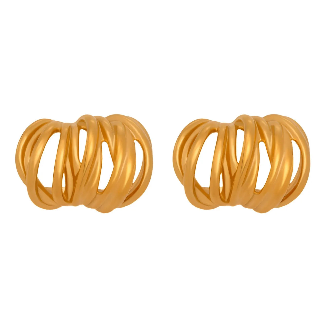316L Stainless Steel Interlocking Line C-Hoop Earrings - Image 5