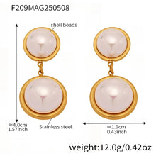 316L Stainless Steel Iridescent Shell Pearl Dangle Earrings - Image 6