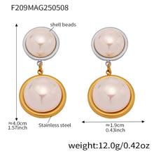 316L Stainless Steel Iridescent Shell Pearl Dangle Earrings - Image 7