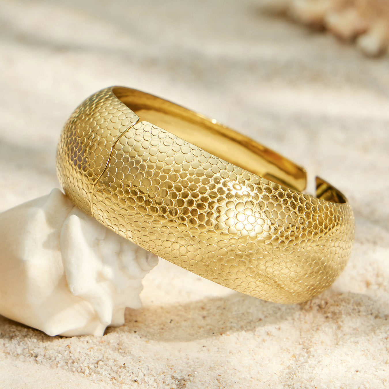 316L Stainless Steel 18K PVD Gold Irregular Bangle made with 316L stainless steel and 18K PVD gold finish for wholesale jewelry buyers - image 11