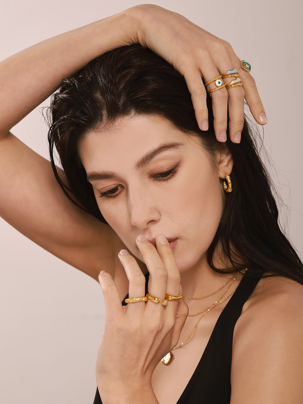 316L Stainless Steel Irregular Enamel Glaze Ring - Image 1