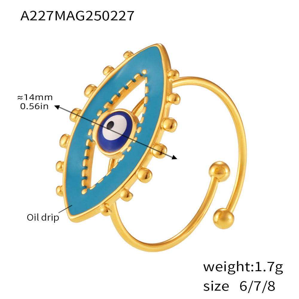 316L Stainless Steel Irregular Enamel Glaze Ring - Image 11