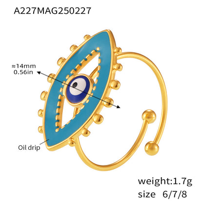 316L Stainless Steel Irregular Enamel Glaze Ring - Image 11