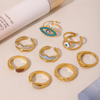 316L Stainless Steel Irregular Enamel Glaze Ring - Image 12