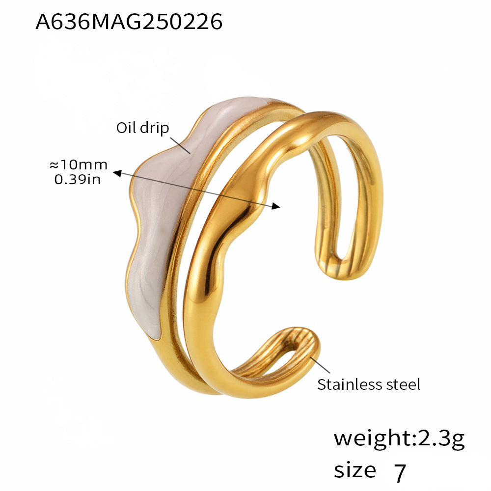 316L Stainless Steel Irregular Enamel Glaze Ring - Image 13