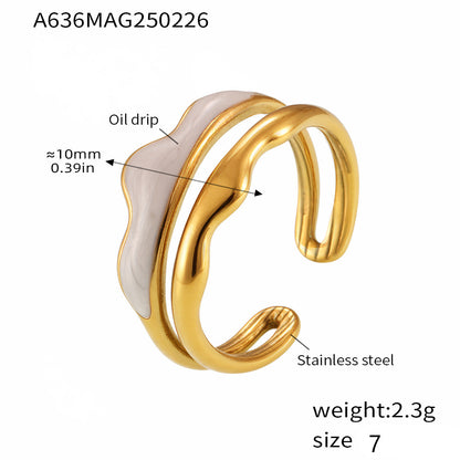 316L Stainless Steel Irregular Enamel Glaze Ring - Image 13