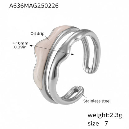 316L Stainless Steel Irregular Enamel Glaze Ring - Image 16