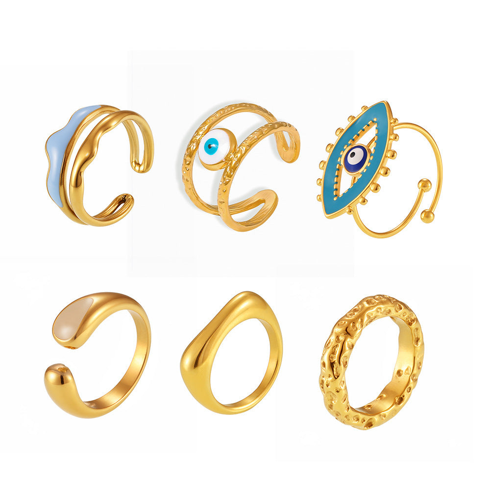 316L Stainless Steel Irregular Enamel Glaze Ring - Image 19