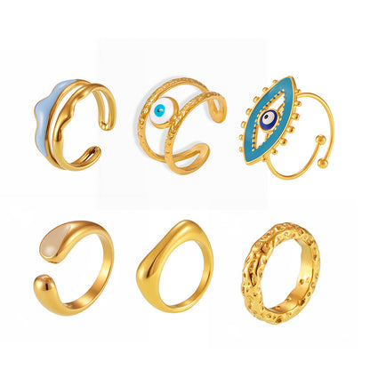 316L Stainless Steel Irregular Enamel Glaze Ring - Image 19