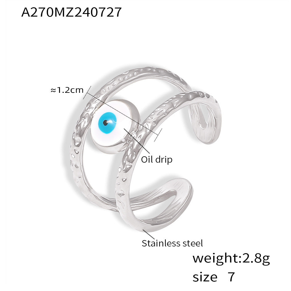 316L Stainless Steel Irregular Enamel Glaze Ring - Image 4