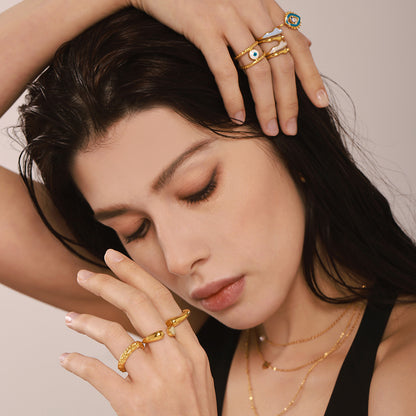 316L Stainless Steel Irregular Enamel Glaze Ring - Image 8