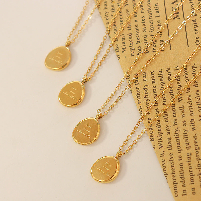 316L Stainless Steel Irregular Oval Pendant Necklace - Image 2