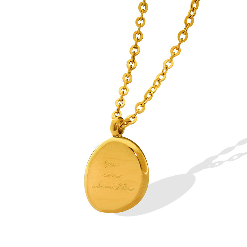 316L Stainless Steel Irregular Oval Pendant Necklace - Image 4