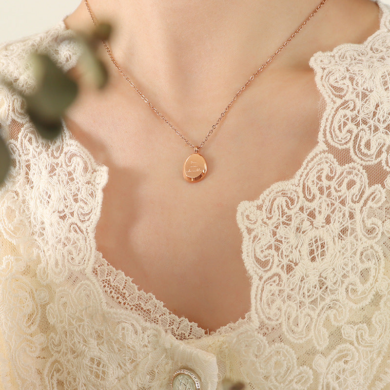 316L Stainless Steel Irregular Oval Pendant Necklace - Image 5