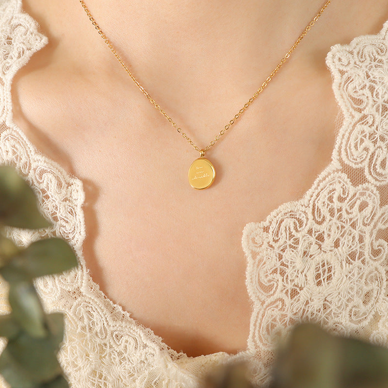 316L Stainless Steel Irregular Oval Pendant Necklace - Image 6