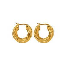 316L Stainless Steel Irregular Textured 18K Gold Plated Non-fading Hoop Earrings - Irregular Textured Detail 6