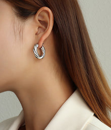316L Stainless Steel Irregular Textured 18K Gold Plated Non-fading Hoop Earrings - Irregular Textured Detail 8