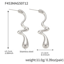 316L Stainless Steel Irregular Two-Tone Polished Waterdrop Drop Earrings - Image 7