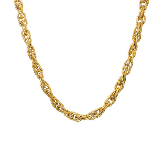 316L Stainless Steel Italian Inspired Twist Braided Chain Necklace & Bracelet - Image 2