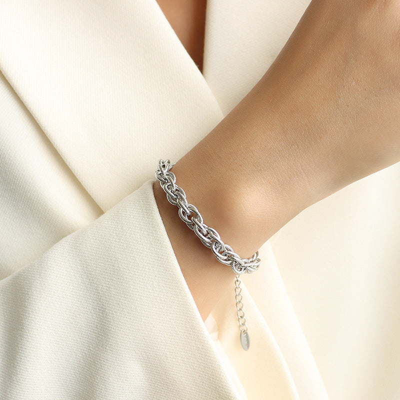 316L Stainless Steel Italian Inspired Twist Braided Chain Necklace & Bracelet - Image 6