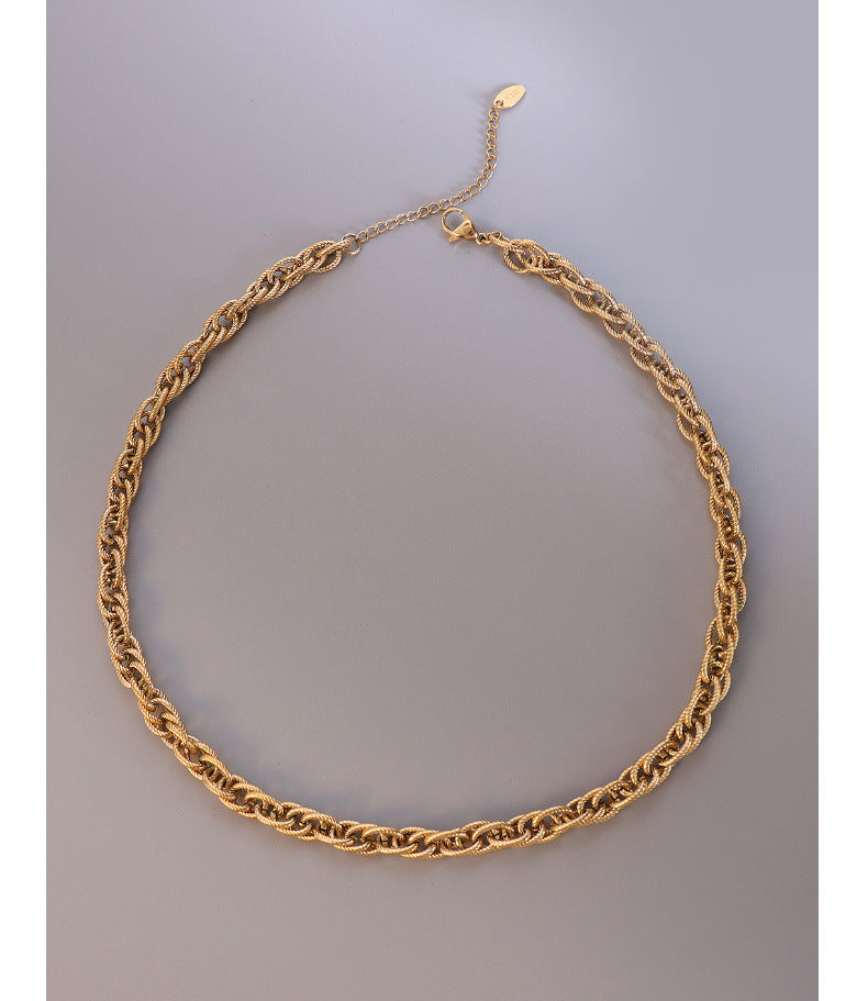 316L Stainless Steel Italian Inspired Twist Braided Chain Necklace & Bracelet - Image 8