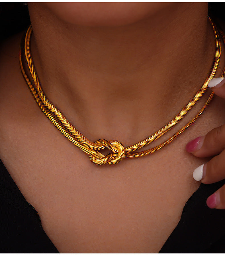 316L Stainless Steel Knot Design Double Layer Snake Chain - Image 1