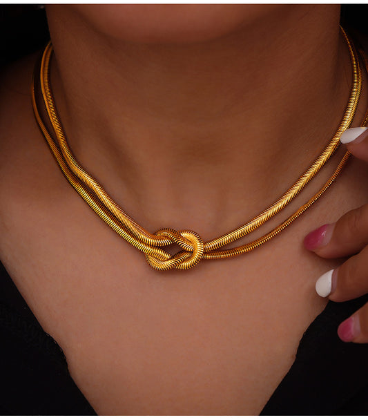 316L Stainless Steel Knot Design Double Layer Snake Chain - Image 1