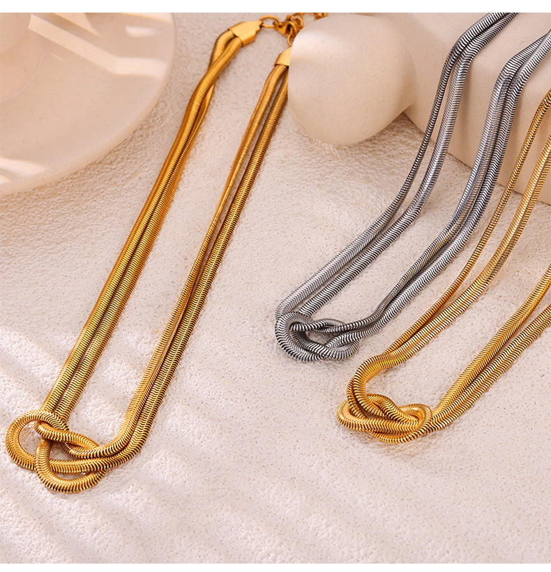 316L Stainless Steel Knot Design Double Layer Snake Chain - Image 2