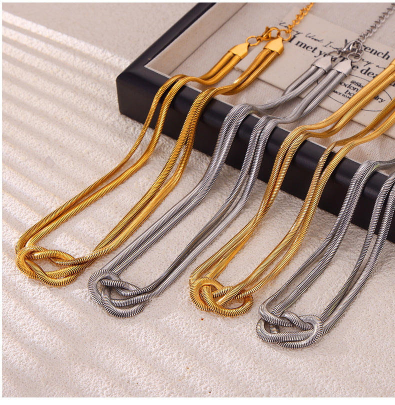 316L Stainless Steel Knot Design Double Layer Snake Chain - Image 3