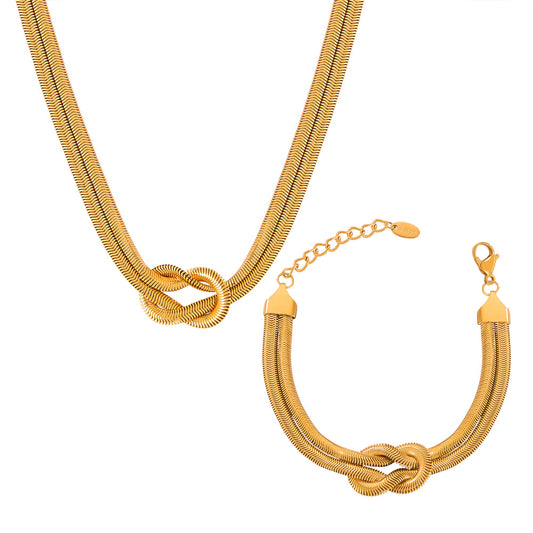 316L Stainless Steel Knot Design Double Layer Snake Chain - Image 6