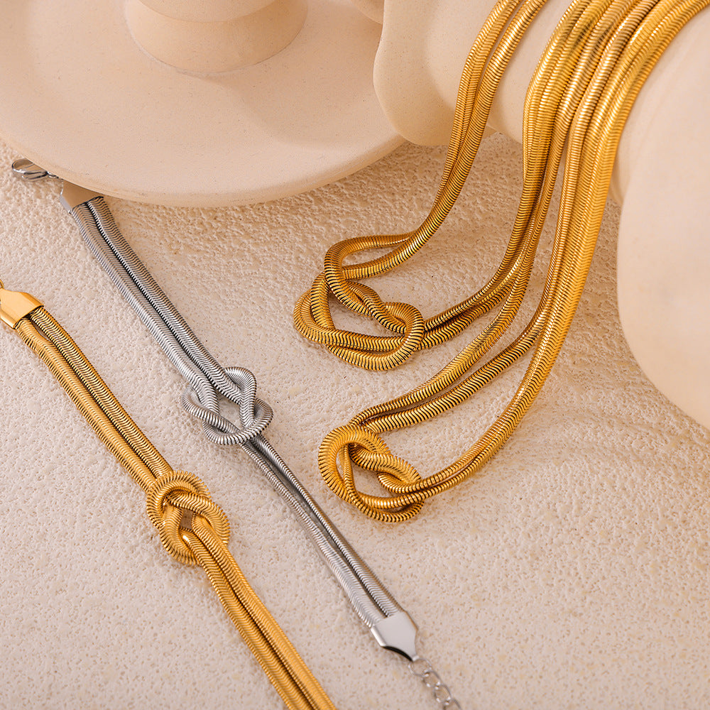 316L Stainless Steel Knot Design Double Layer Snake Chain - Image 8