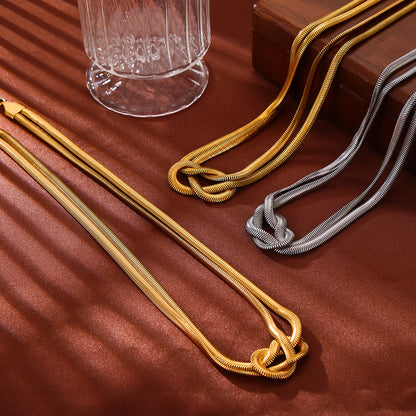 316L Stainless Steel Knot Design Double Layer Snake Chain - Image 9