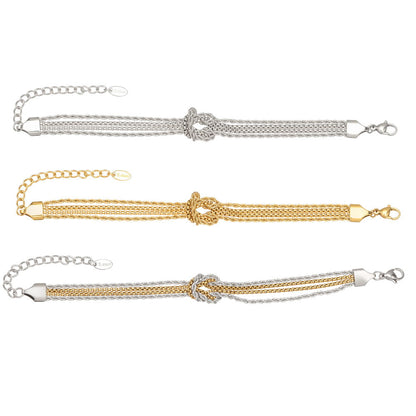 316L stainless steel knotted chain bracelet available in gold silver and two tone