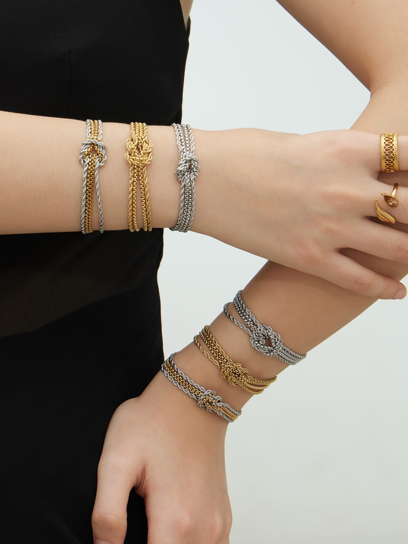 316L Stainless Steel Knotted Chain Bracelet | 18K PVD Gold Wholesale