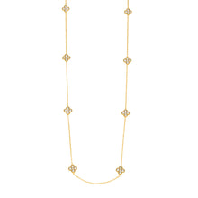 316L stainless steel layered CZ flower station long necklace in 18K PVD gold