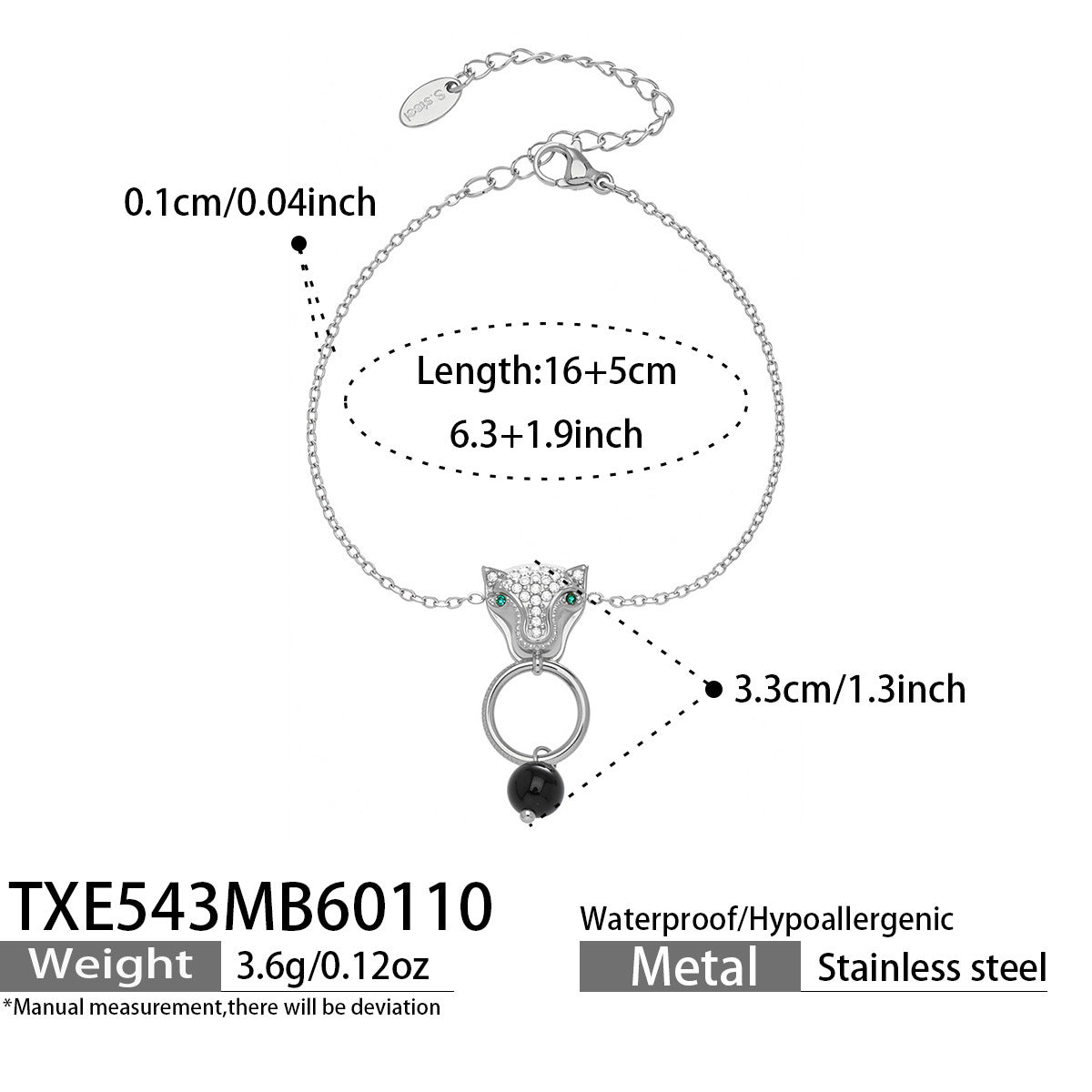 316L Stainless Steel Leopard Head Natural Agate & Zircon Jewelry - Image 1