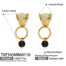 316L Stainless Steel Leopard Head Natural Agate & Zircon Jewelry - Image 12