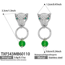 316L Stainless Steel Leopard Head Natural Agate & Zircon Jewelry - Image 14