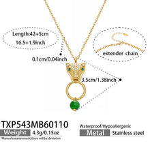 316L Stainless Steel Leopard Head Natural Agate & Zircon Jewelry - Image 15