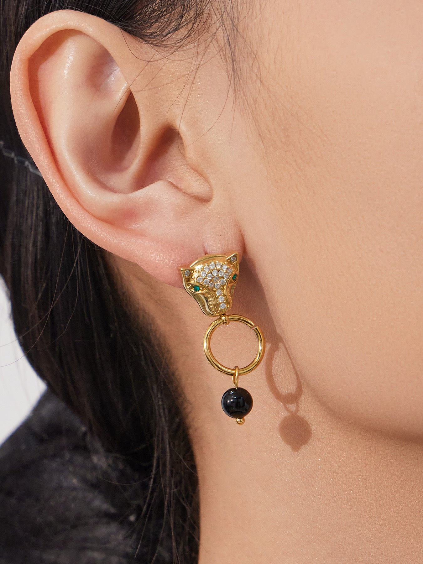 316L Stainless Steel Leopard Head Natural Agate & Zircon Jewelry - Image 19