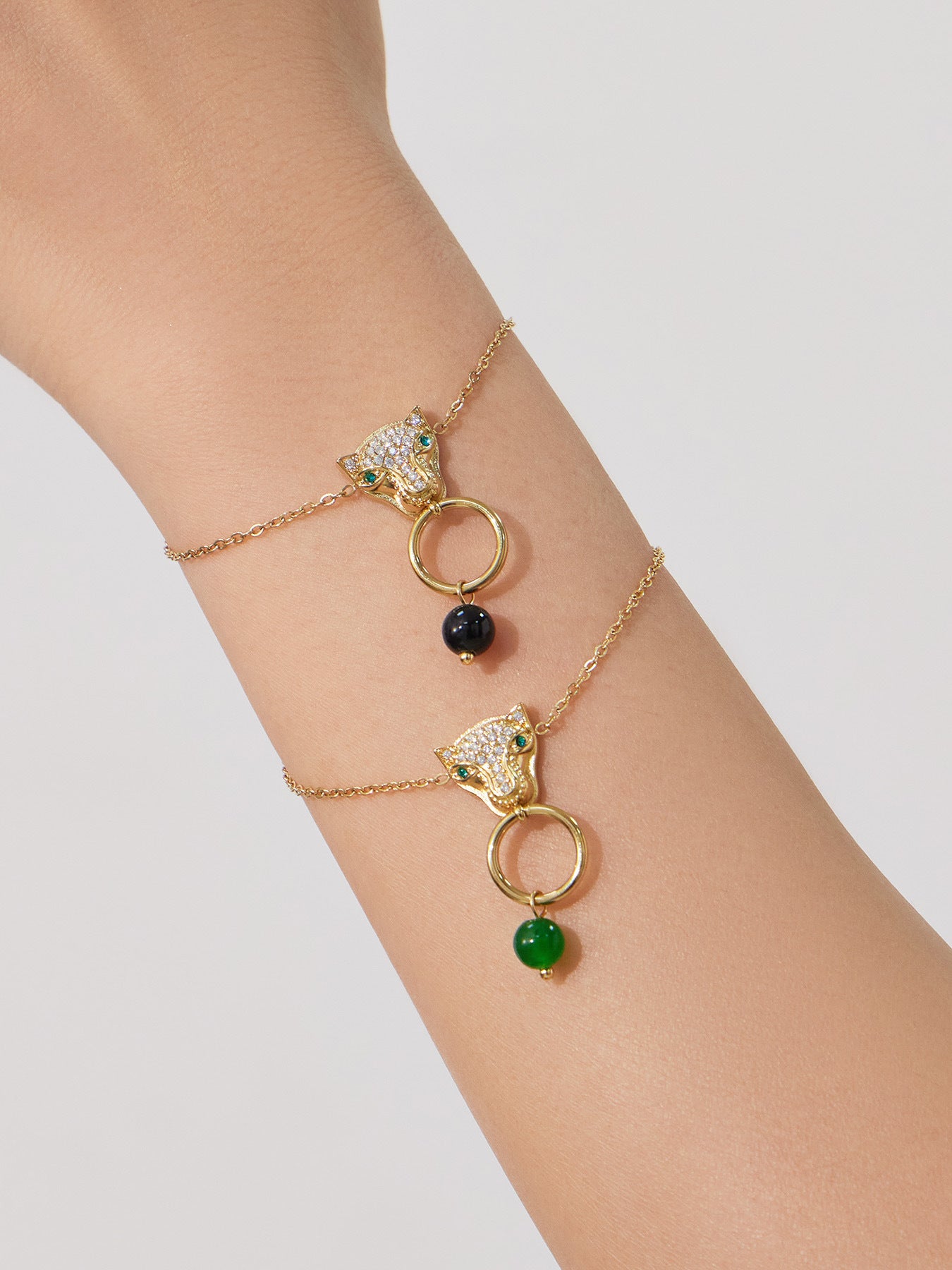 316L Stainless Steel Leopard Head Natural Agate & Zircon Jewelry - Image 20