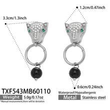 316L Stainless Steel Leopard Head Natural Agate & Zircon Jewelry - Image 4