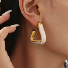 316L Stainless Steel Leopard Print Resin U-Hoop Earrings - Image 3