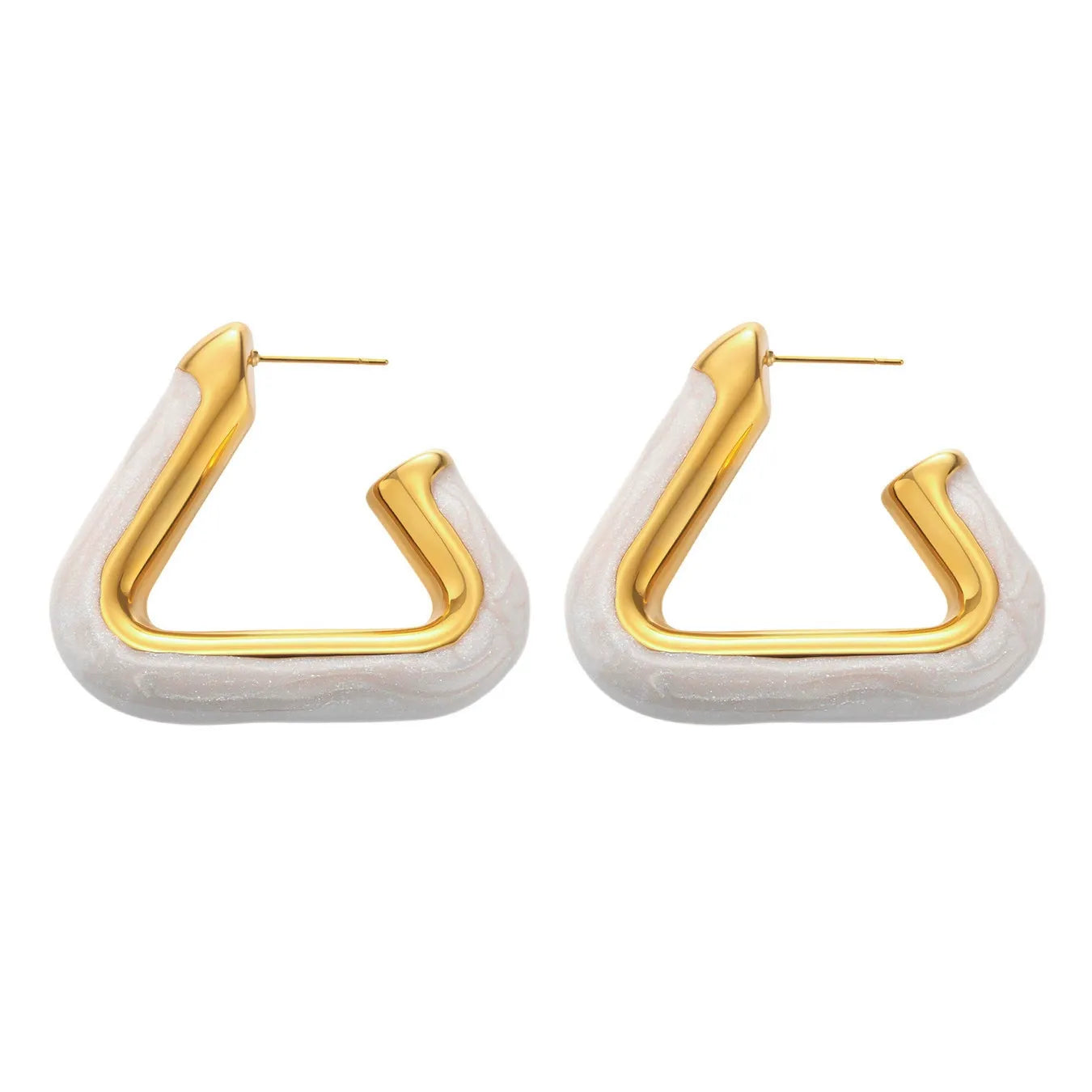 316L Stainless Steel Leopard Print Resin U-Hoop Earrings - Image 5