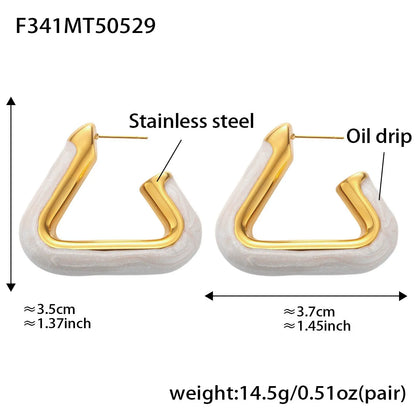 316L Stainless Steel Leopard Print Resin U-Hoop Earrings - Image 6